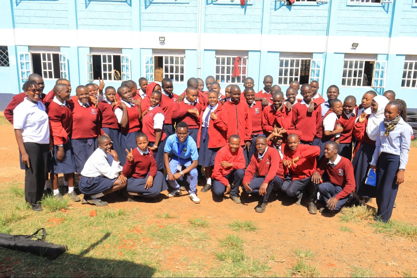 SET Kenya students and mentor after a school visit